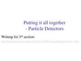 Putting it all together - Particle Detectors