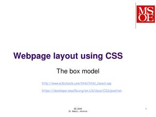 Webpage layout using CSS