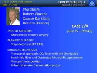 SURGEON: Robert Vincent Causse Ear Clinic Béziers (France)