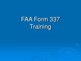 FAA Form 337 Training