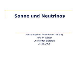 Sonne und Neutrinos