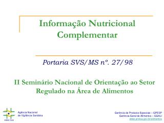 Informação Nutricional Complementar