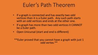 Euler’s Path Theorem