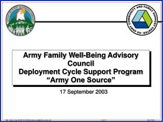 Army Family Well-Being Advisory Council Deployment Cycle Support Program “Army One Source”