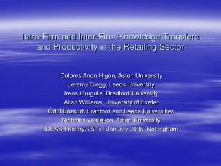 Intra-Firm and Inter-Firm Knowledge Transfers and Productivity in the Retailing Sector