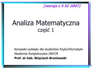 Analiza Matematyczna część 1