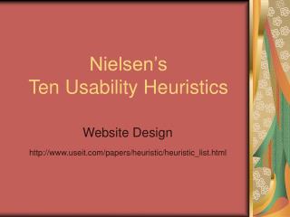 Nielsen’s Ten Usability Heuristics