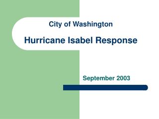 City of Washington Hurricane Isabel Response