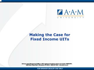 Making the Case for Fixed Income UITs