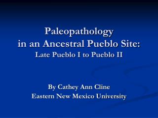 Paleopathology in an Ancestral Pueblo Site: Late Pueblo I to Pueblo II