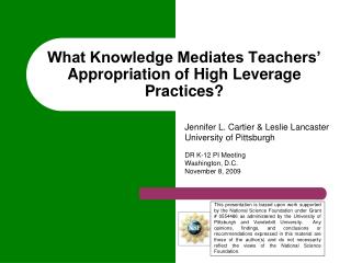 What Knowledge Mediates Teachers’ Appropriation of High Leverage Practices?