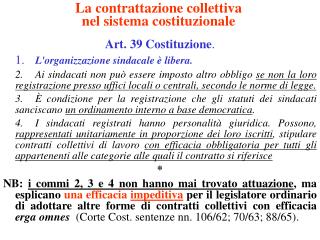 La contrattazione collettiva nel sistema costituzionale