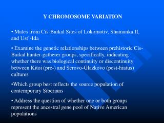 Y CHROMOSOME VARIATION