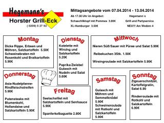 Mittagsangebote vom 07.04.2014 - 13.04.2014