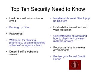 Top Ten Security Need to Know