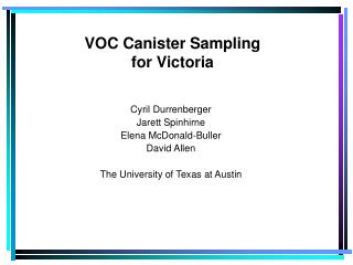 VOC Canister Sampling for Victoria