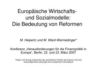 Europäische Wirtschafts- und Sozialmodelle: Die Bedeutung von Reformen