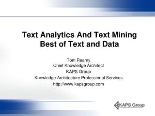 Text Analytics And Text Mining Best of Text and Data