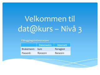 Velkommen til dat@kurs – Nivå 3