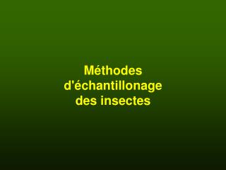 Méthodes d'échantillonage des insectes