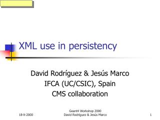 XML use in persistency