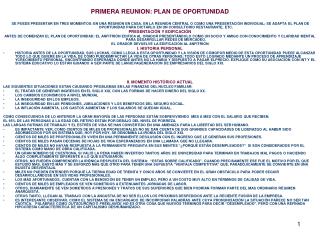 PRIMERA REUNION: PLAN DE OPORTUNIDAD