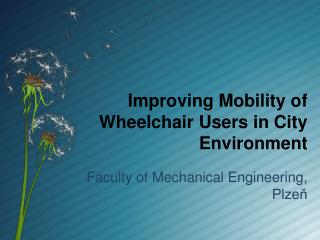 Improving Mobility of Wheelchair Users in City Environment