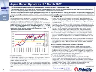 Japan Market Update as of 5 March 2007