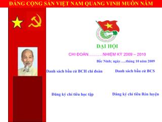 ĐẠI HỘI CHI ĐOÀN………..NHIỆM KỲ 2009 – 2010 Bắc Ninh; ngày…..tháng 10 năm 2009
