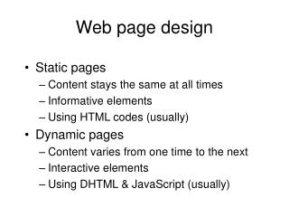 Web page design