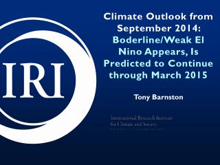 Climate Outlook from September 2014: