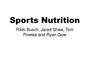 Sports Nutrition