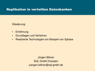 Replikation in verteilten Datenbanken