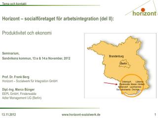 Horizont – socialföretaget för arbetsintegration (del II): Produktivitet och ekonomi Seminarium,