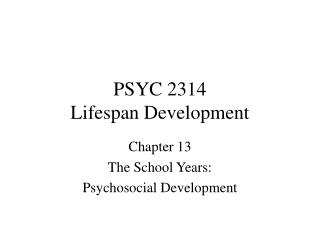 PSYC 2314 Lifespan Development