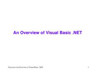 An Overview of Visual Basic .NET