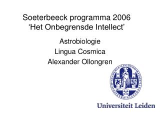 Soeterbeeck programma 2006 ‘Het Onbegrensde Intellect’