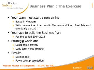 Business Plan : The Exercise