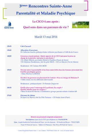 13h30	Café d’accueil 13h45	Allocution d’ouverture