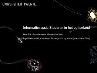 Informatiesessie Studeren in het buitenland