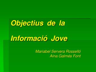 Objectius de la Informació Jove