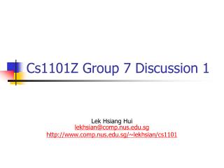 Cs1101Z Group 7 Discussion 1