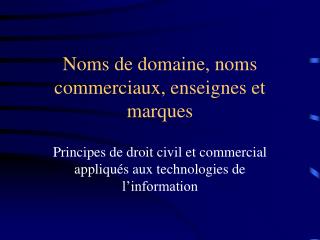 Noms de domaine, noms commerciaux, enseignes et marques