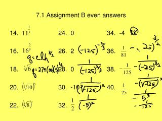 7.1 Assignment B even answers