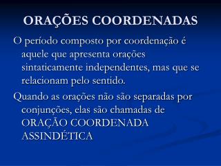 ORAÇÕES COORDENADAS