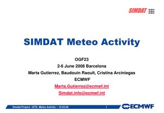 SIMDAT Meteo Activity