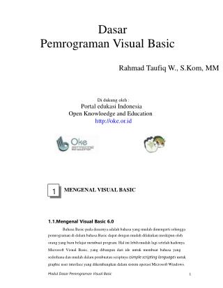 Modul Dasar Pemrograman Visual Basic