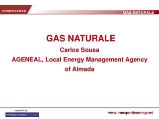 GAS NATURALE Carlos Sousa AGENEAL, Local Energy Management Agency of Almada