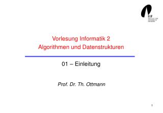 Vorlesung Informatik 2 Algorithmen und Datenstrukturen 01 – Einleitung