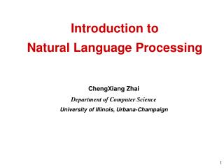 Introduction to Natural Language Processing